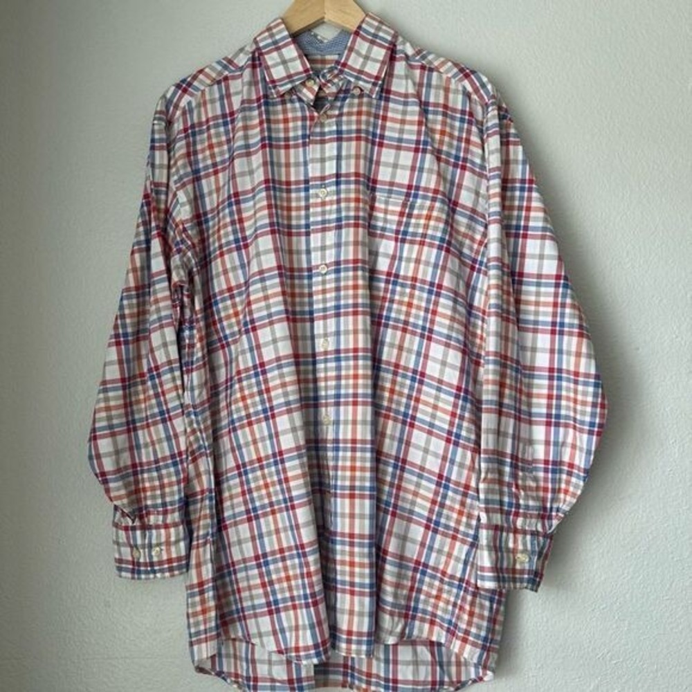 Bogner Plaid Button Down Shirt Men's Size 41 Multicolor Long‎ Sleeve Cotton Top